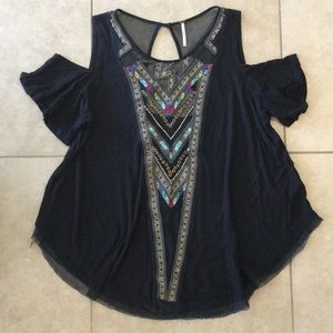 Free People Cold Shoulder Blouse